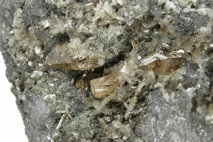 Glassy Anglesite and Cerussite Crystals on Galena -Morocco #251516